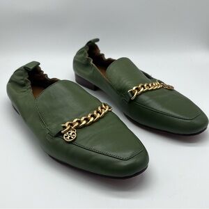 Tory Burch Green Mini Benton Charm loafers 10.5